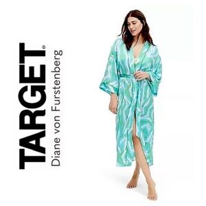 Target x DVF Long Satin Disco Zebra Green Robe